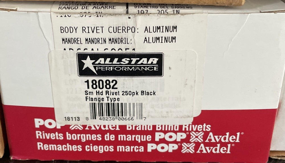 Assorted Allstar Performance Aluminum Rivets / Washers (see description)