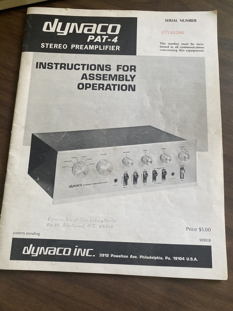 Vintage Dynaco PAT-4 Stereo Preamplifier