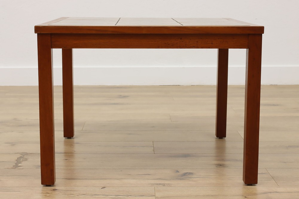 Midcentury Modern Vintage Teak & Ceramic Tile Coffee Table #54592