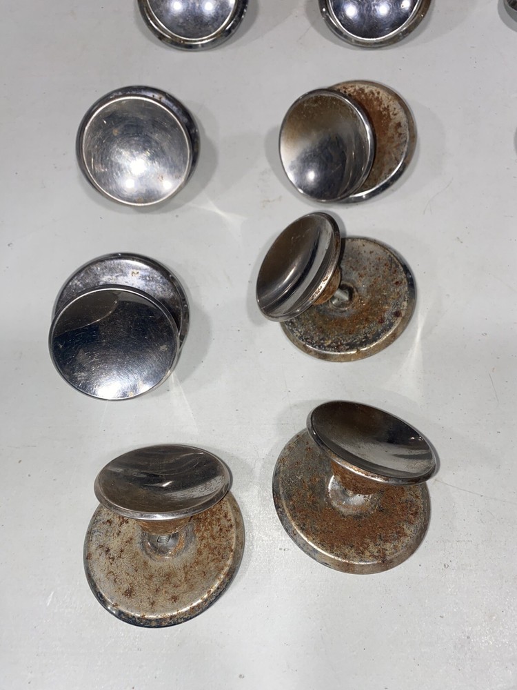 2 Vintage 2” Chrome Round Concave Cabinet Drawer Pull Knob & Backplate With Bolt