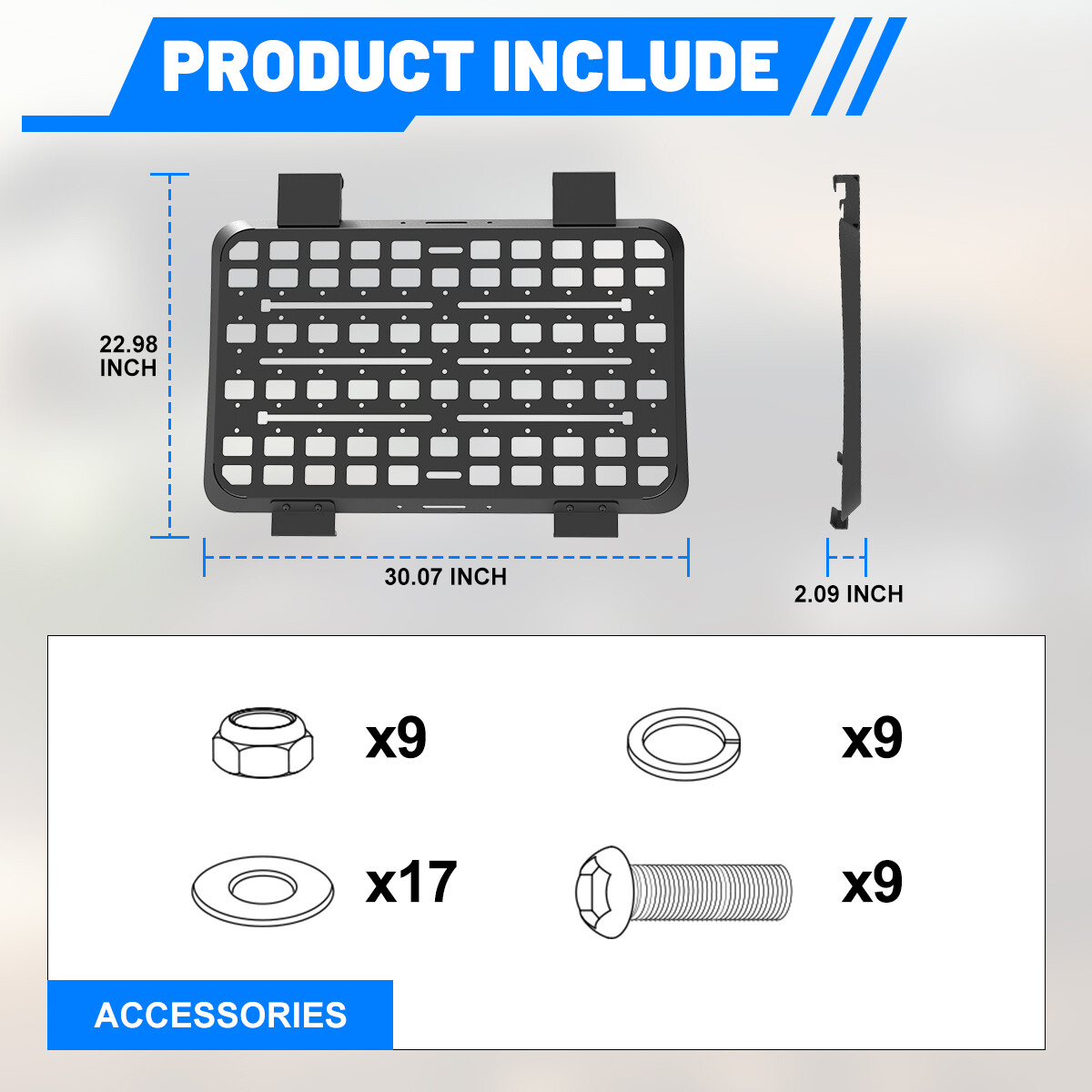 For Jeep Wrangler JL 2018-2026 4Door Rear Metal Window Storage Flank Molle Panel