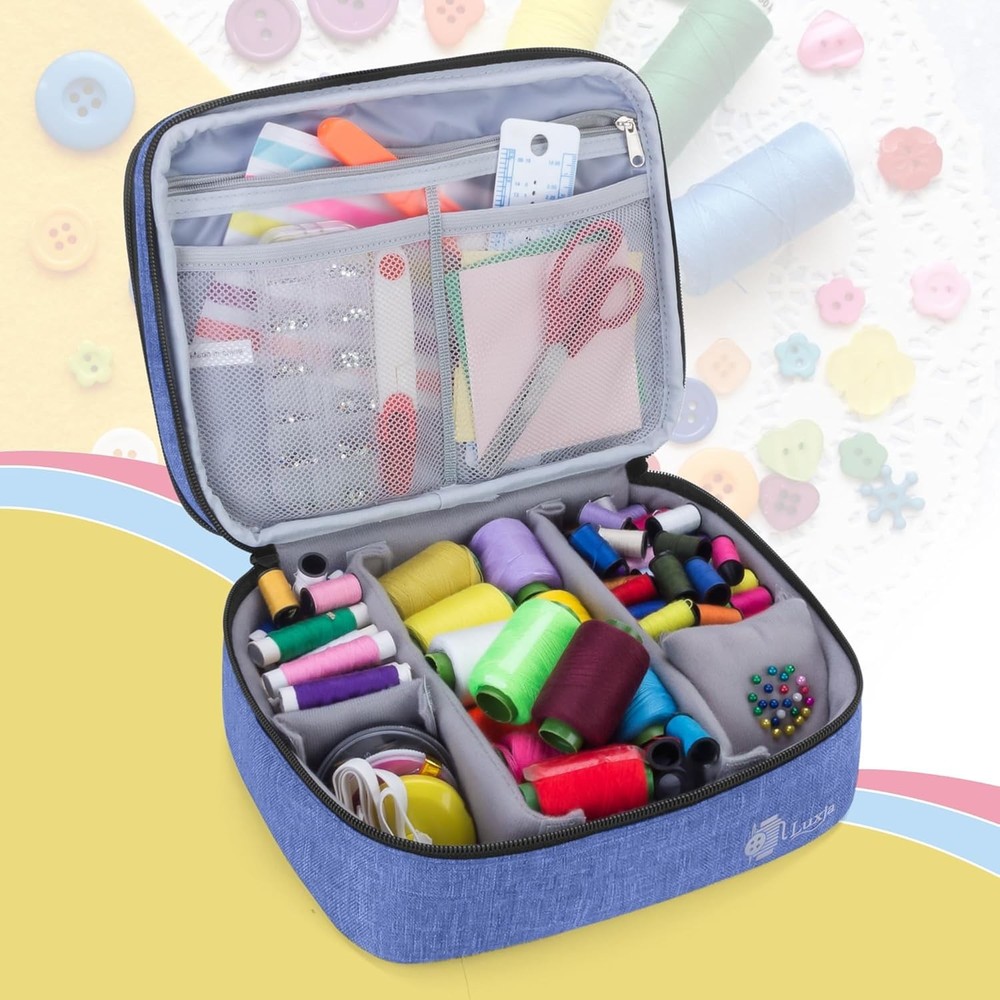 Compact Sewing Tool Organizer Bag with Removable Dividers for Easy Access