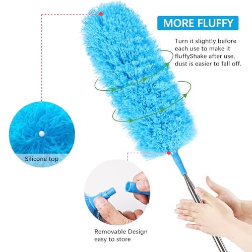 Rainbow Extendable Static Duster Reusable Microfiber Duster 32-100inch-3pcs
