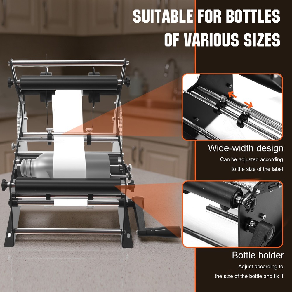 Adjustable Wine Bottle Sticker Label Applicator with Handle for Cans and Bottles