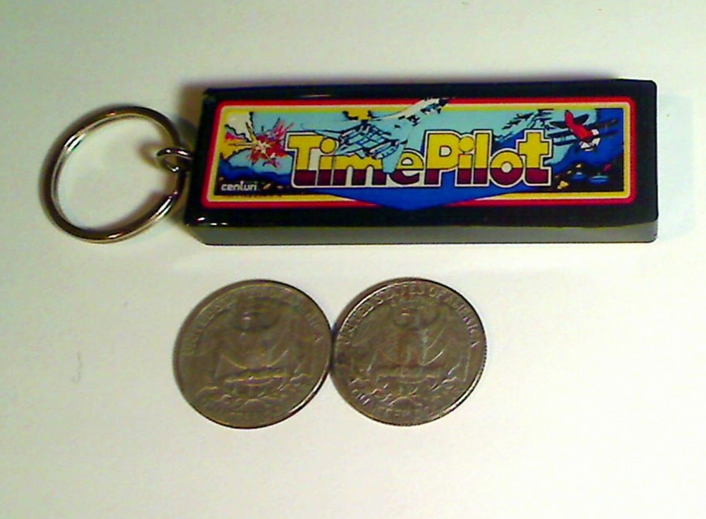 Time Pilot Arcade Marquee Coin Door accessory Keychain