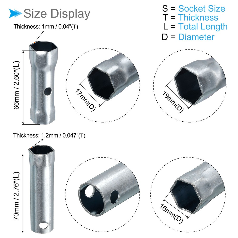 7pcs Motorcycle Ignition Spark Plug Spanner Wrench Socket