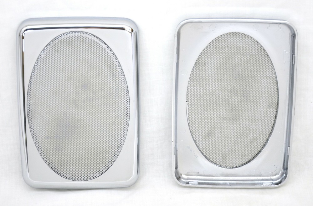 speaker cover set(2) rectangular 7 x 4 7/8 chrome plastic for 379 Peterbilt