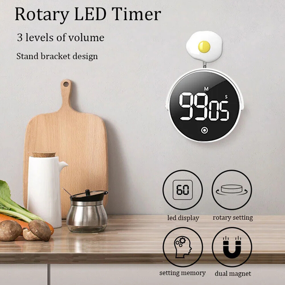 Digital Kitchen Timer - Magnetic Countdown Countup Timer with Large LED Display
