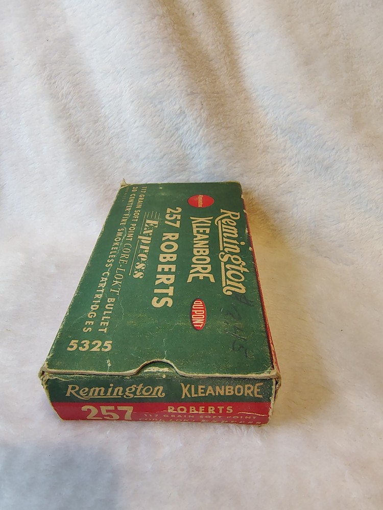 Remington .257 Robert’s 117 Grain Sp. Empty Box .