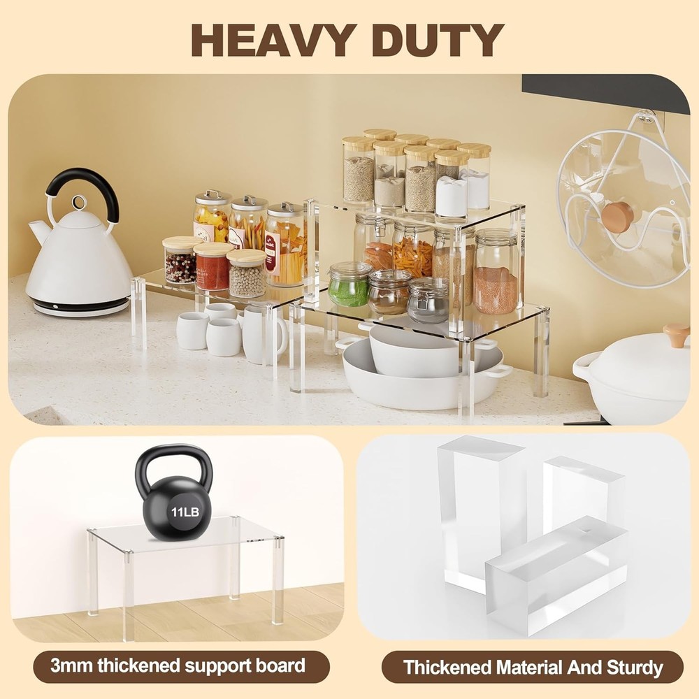 Acrylic Cabinet Organizer Set of 4 Stackable Spice Rack Kitchen Organizer