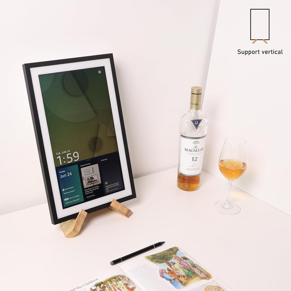 Solid Wood Tablet Computer Stands Compatible for Echo Show 15,Echo Show 21,Suppo