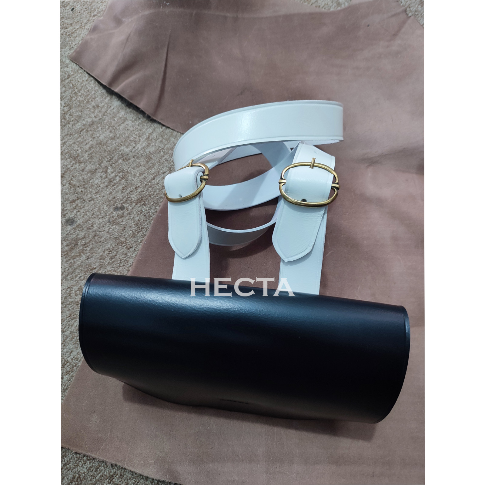 Revolutionary War Cartridge Box With White Belt Made with pure leather US stock