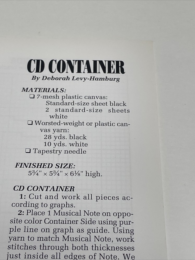 Musical Tote Set Annie's Attic Plastic Canvas Pattern