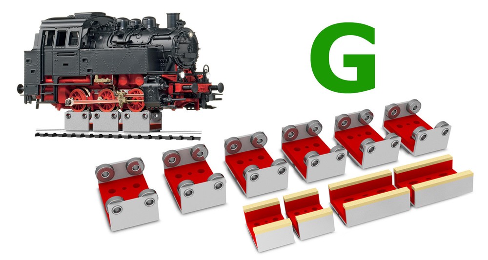 6 X G SCALE ROLLERS W/WHEEL CLEANING ACCESSORIES FOR MODEL TRAIN