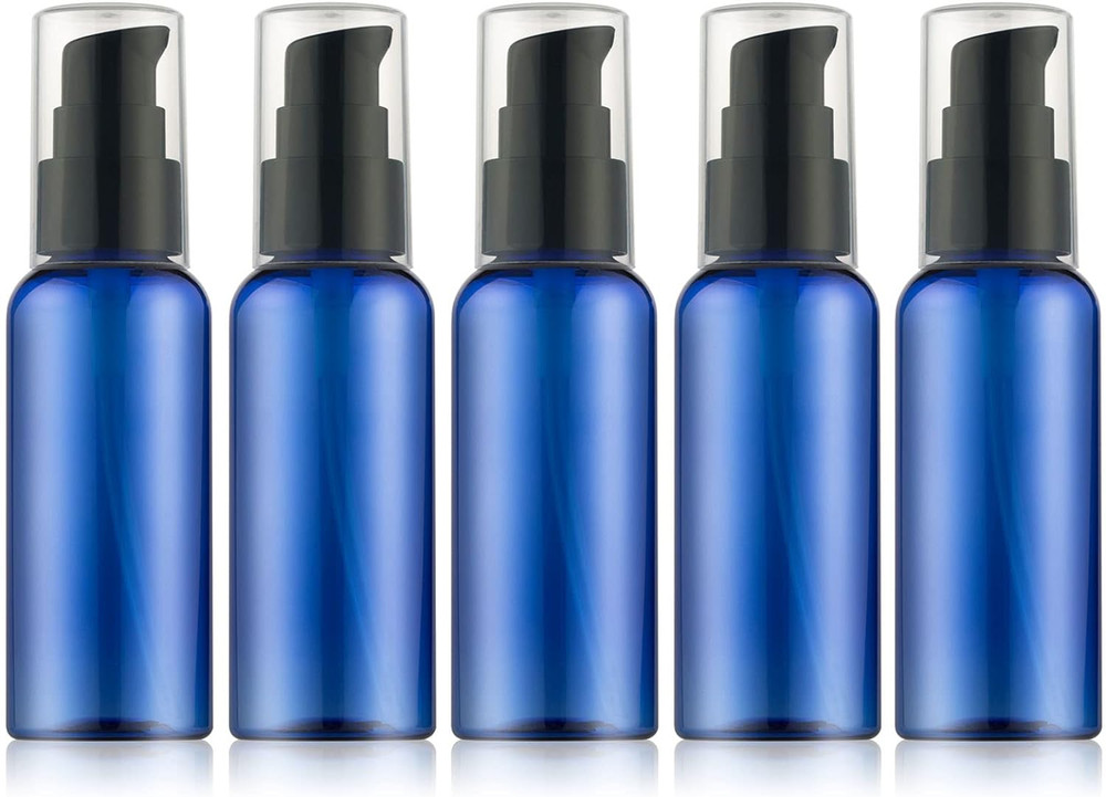 5 Pack Empty Refillable Plastic Pump Bottle Ideal for Lotion Cream Essential Oil
