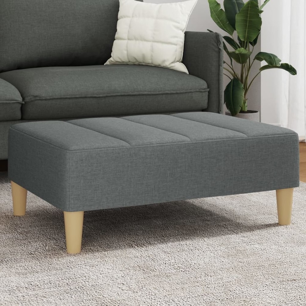 Footstool Dark Grey Polyester, Plywood, Foam, Plastic Medium
