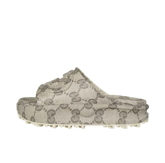 Gucci GG Interlocking Platform Slide Sandals Men's Gray