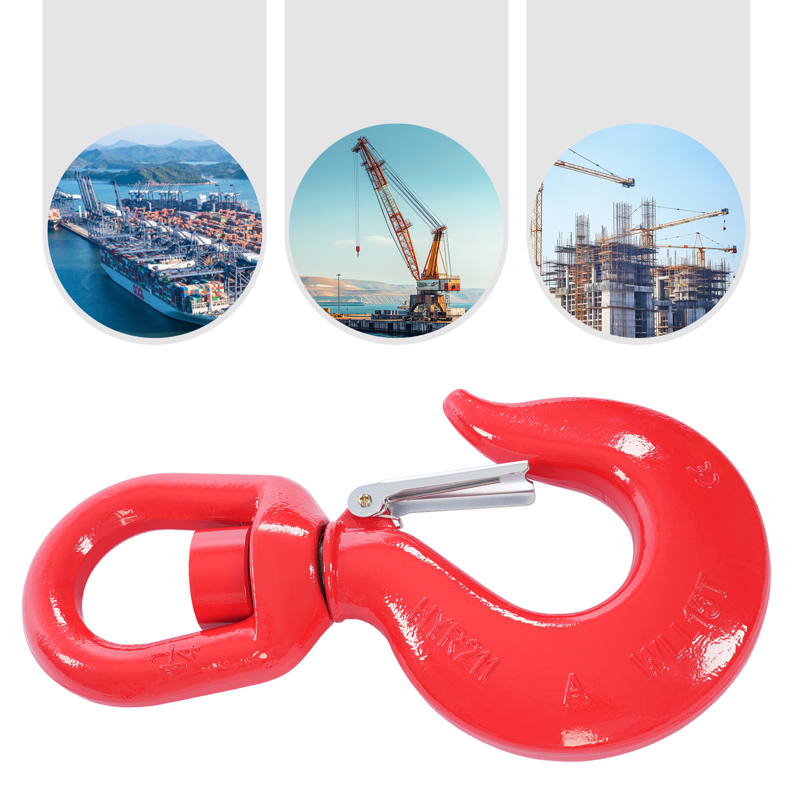 15T/33069.34lb Heavy Duty Swivel Lifting Hook Locking Swivel Hook w/Safety Latch