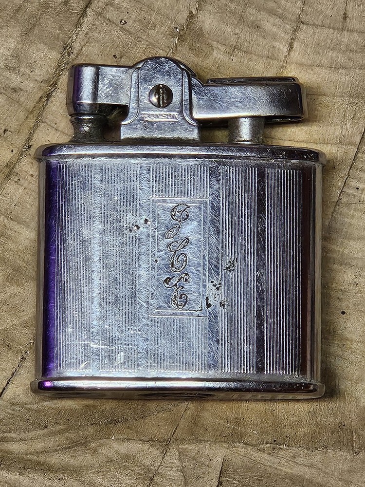 Vintage Ronson Lighter brushed Silvertone Standard Engraved - Untested