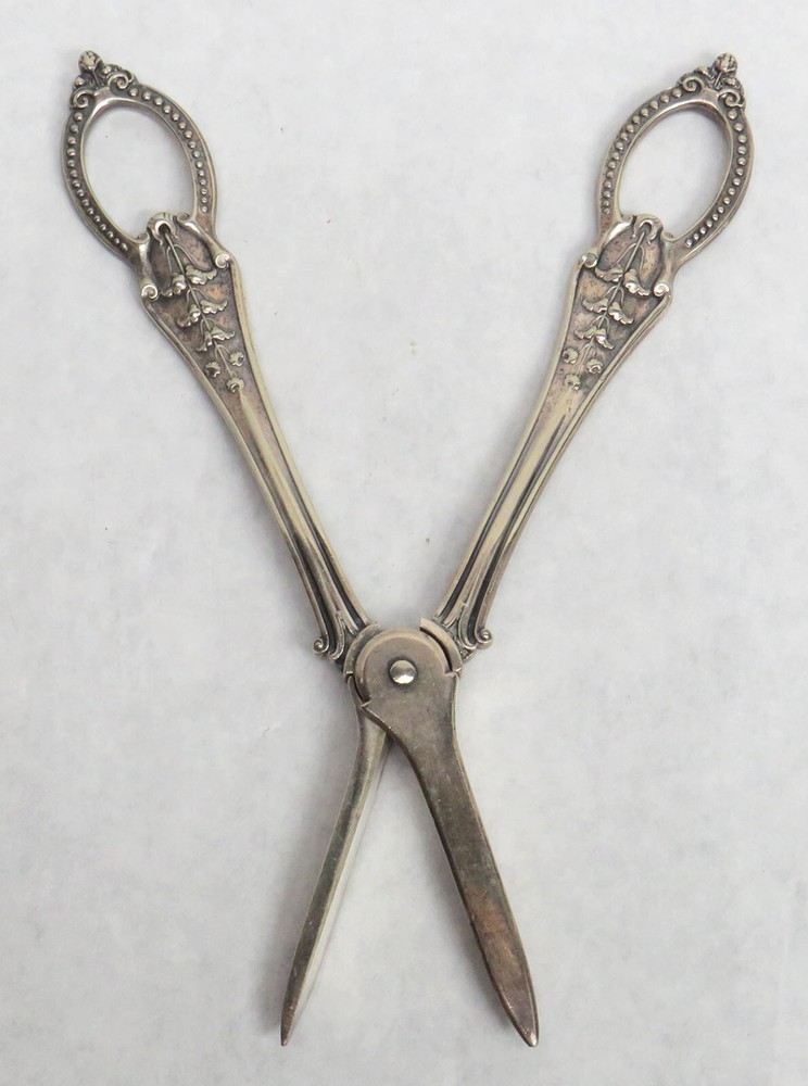 VICTORIAN ERA PLATED SILVER GRAPE SHEARS