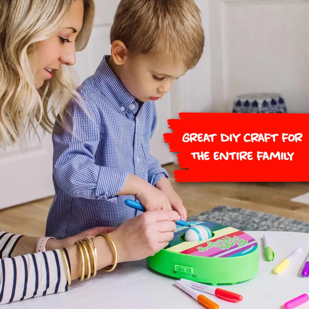 The EggMazing Egg Decorator Kit - Egg Spinner & Non toxic markers