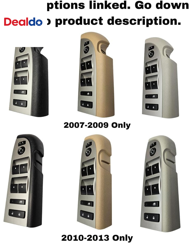 Window Switch Master Switch, Gray Bezel, Lock, & Mirror for 2010-2013 Chevrolet