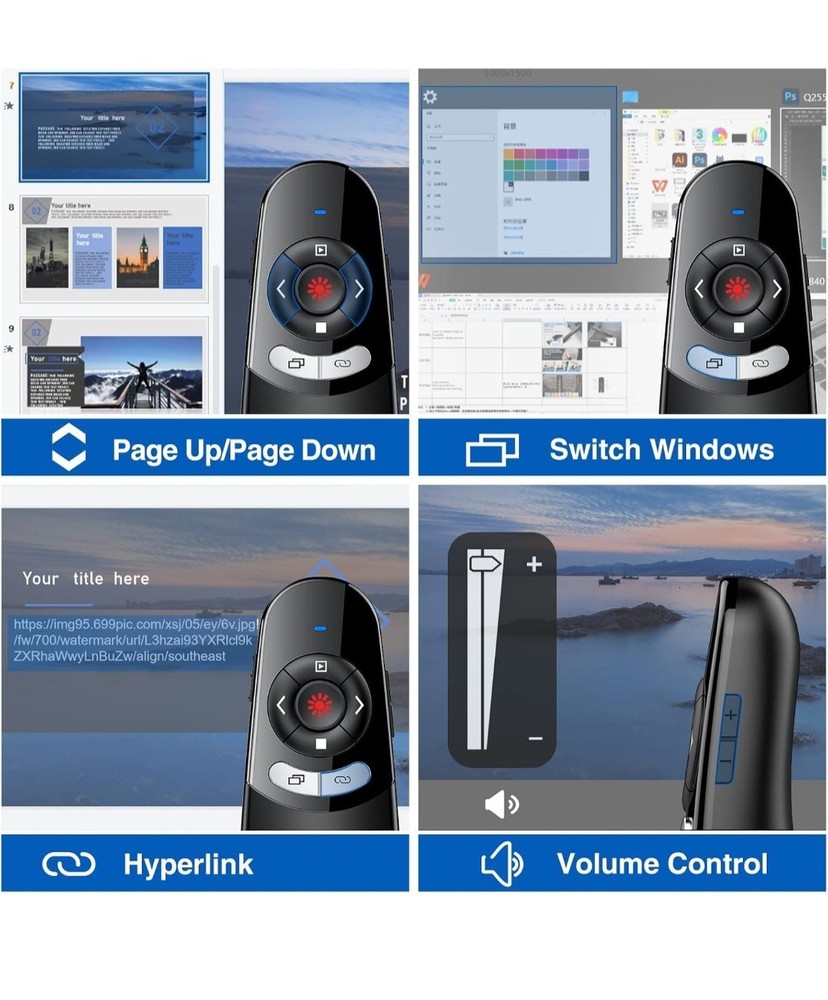 Presentation Clicker, 2-in-1 USB Type C Wireless Presenter Remote, Free Shipping