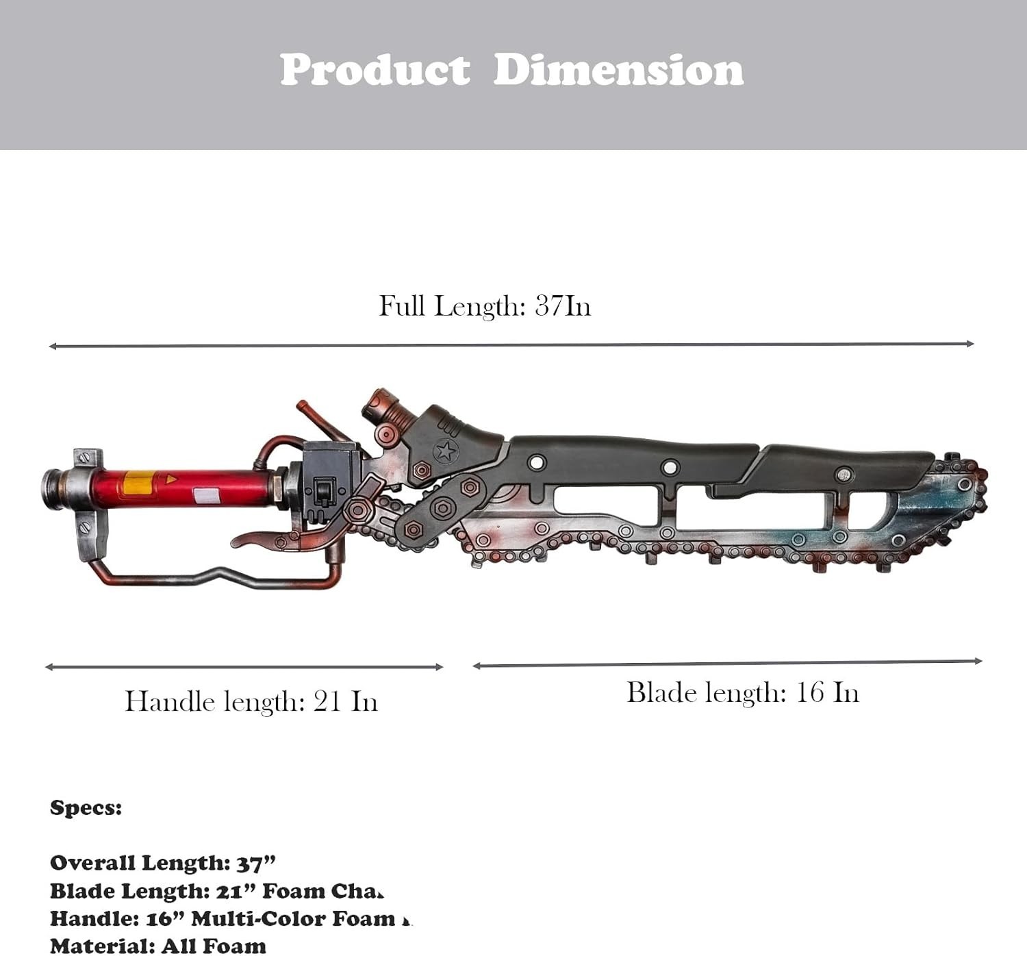 37” Fallout 4 Ripper Extended Chain Sword Replica Collectible Foam Cosplay Game