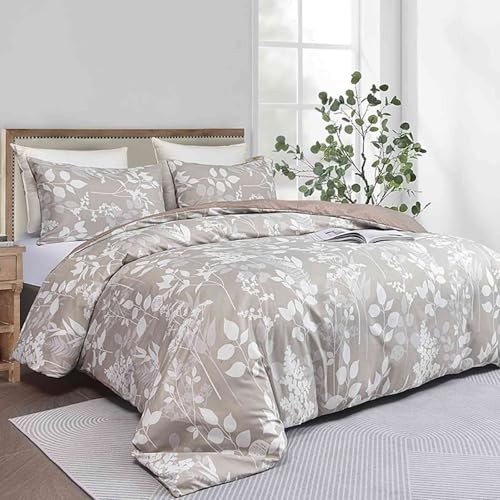 Size Comforter Set, Tan Floral Tree Leaf Queen Tan Floral Leaf Comforter Set