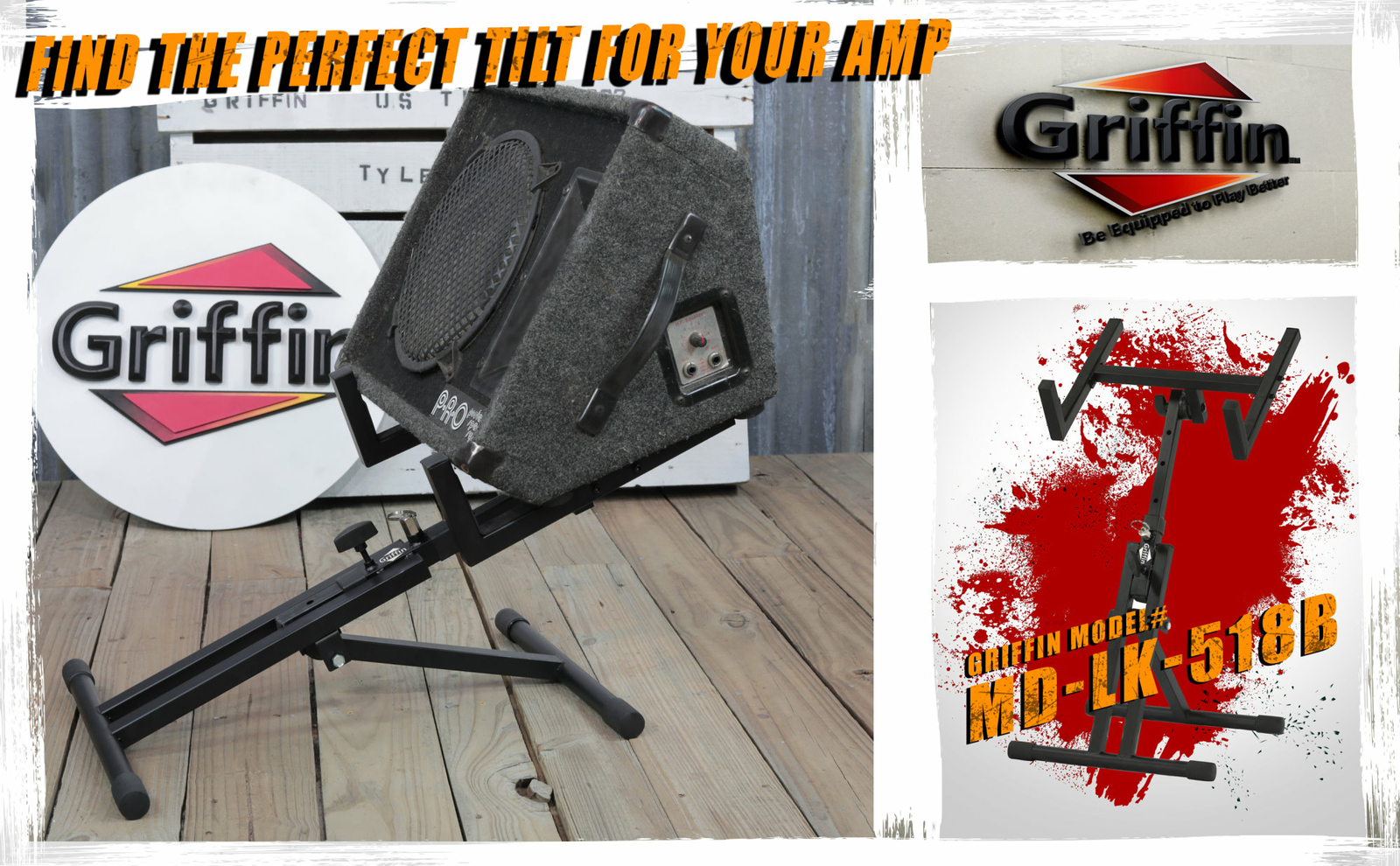 Guitar Combo Amp Floor Stand PA Tilt Back Amplifier Speaker Monitor Holder Mount