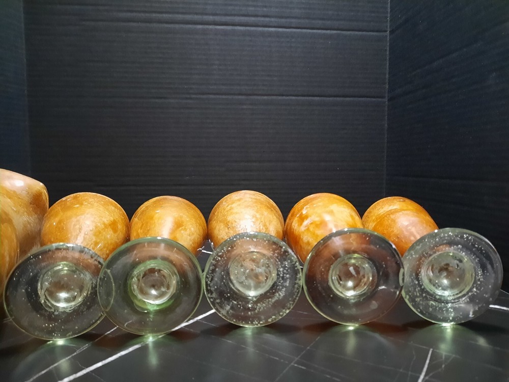 Hand Blown Glass Pitcher And Goblets