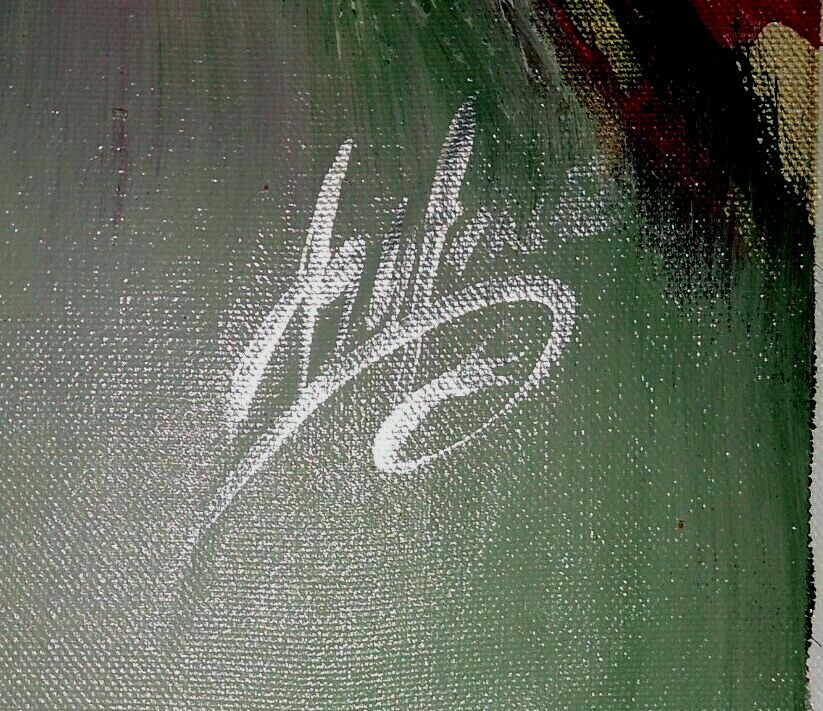 ASHTON III Signed MIXED MEDIA ABSTRACT IMPRESSIONISM PAINTING of a Black Couple