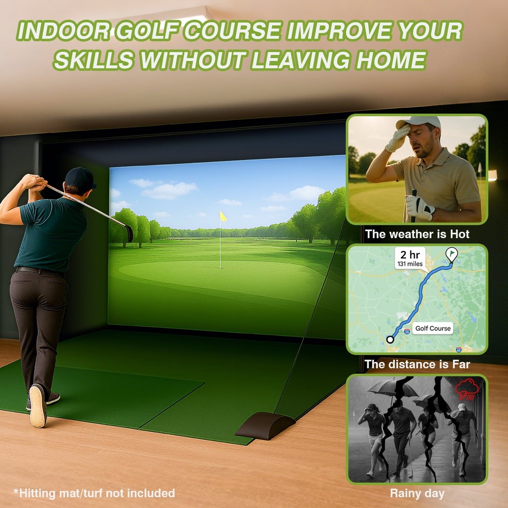 Golf Simulator Enclosure 10 x 8ft Impact Screen Golf Simulator Cage Practice Net