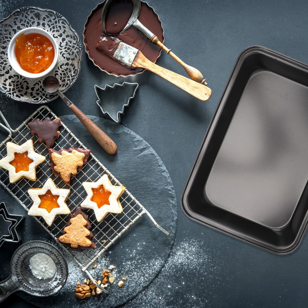 1Pc Baking Plate Bakeware BBQ Pan Practical Kitchen Food Container (Black)