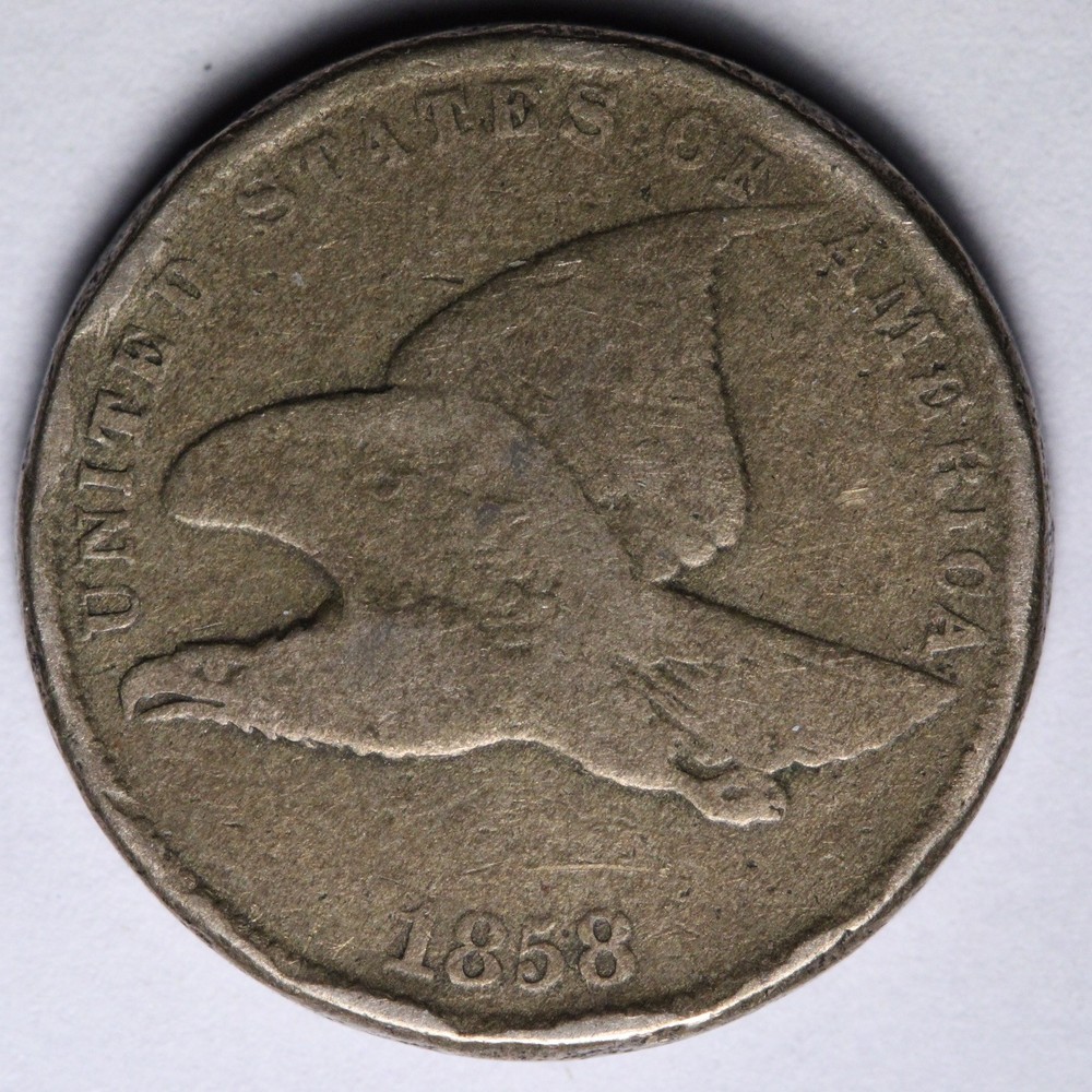 1858 SL Flying Eagle Cent Penny VG E188 DJCM