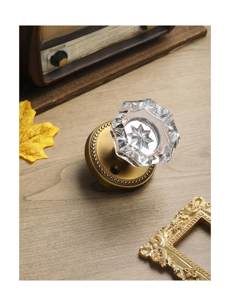 4 Pack Antique Brass Door Knobs Crystal Door Knob Passage Door Knobs Glass In...
