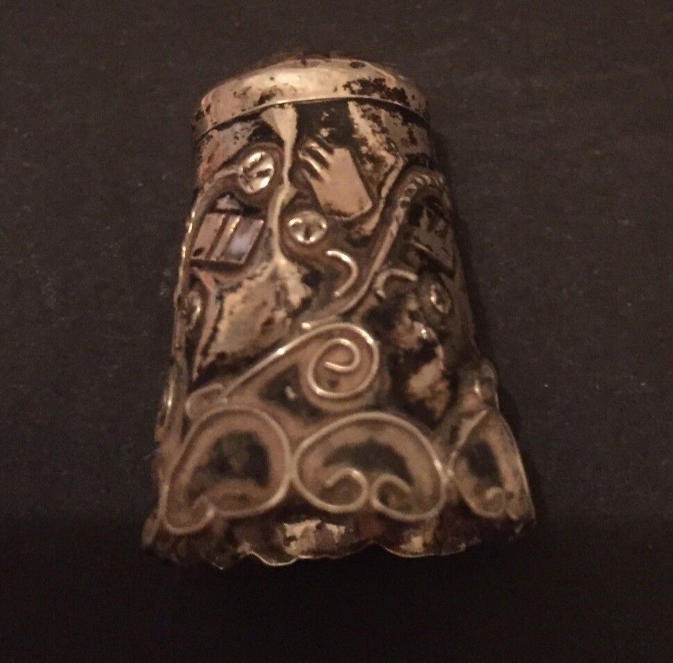 Mexican Vintage Silver Thimbles X 2