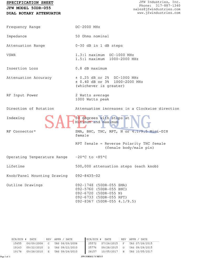 ONE 50DR-055 DC-2GHz 0-30dB 1dB Step 2W SMA RF Variable Attenuator