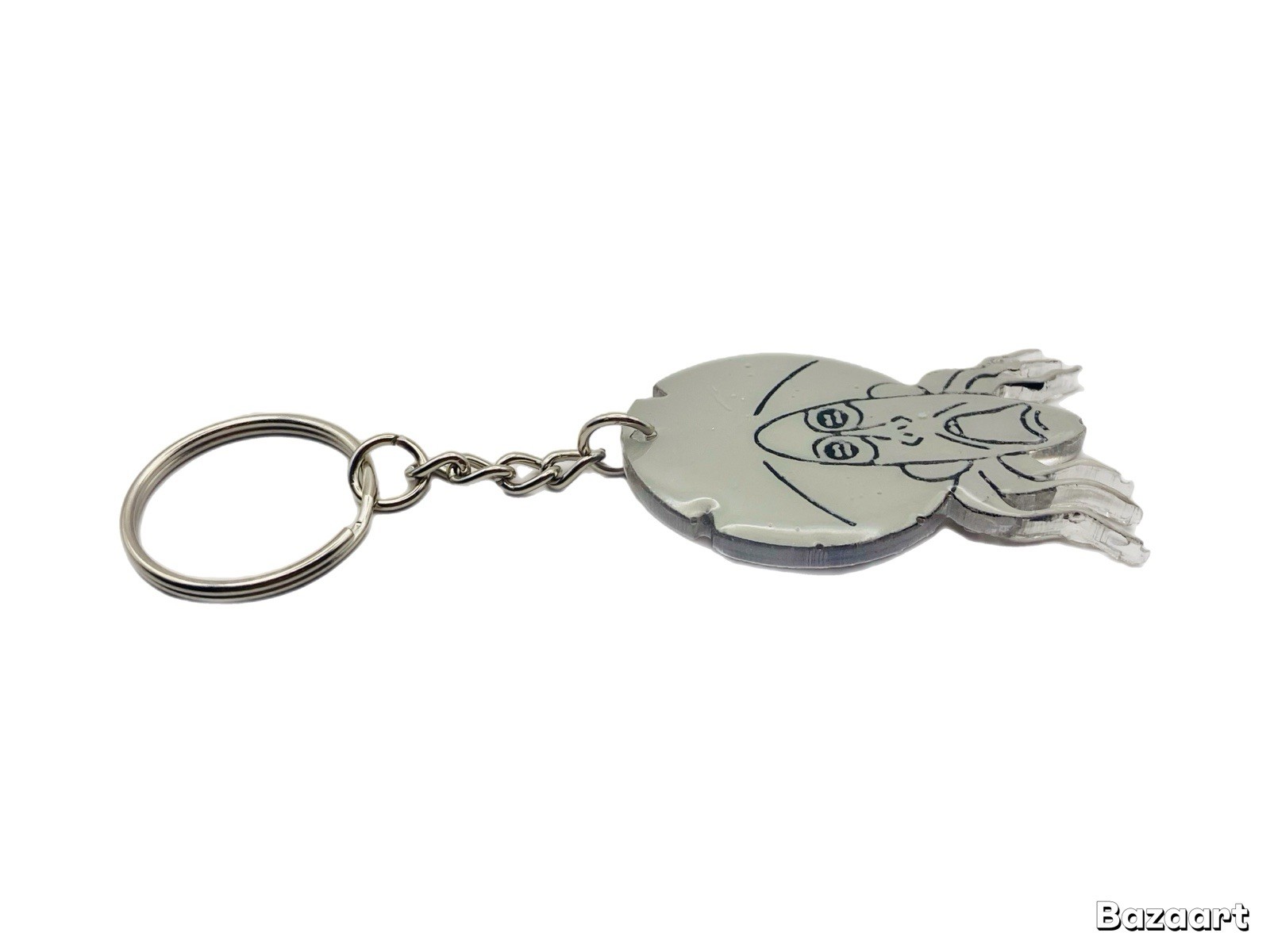 Coraline Inspired Handmade Resin Keychain, Button Eyes Handmade Resin Face Head