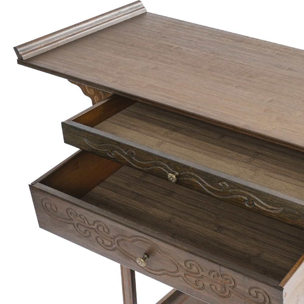 39.37" Altar Table with Drawers Bamboo Altar Table with Storage Meditation Table