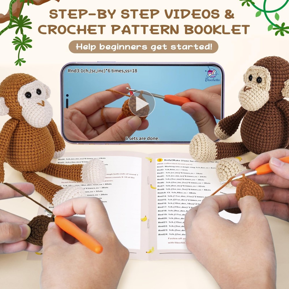 Crochet Kit for Beginners, Crochet Kits with Step-by-Step Video Tutorials, Le...