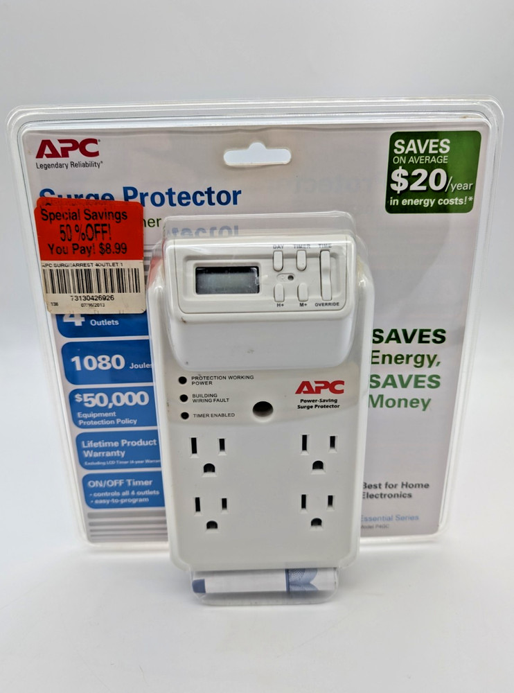 New Sealed APC Surge Protector 4-Outlet Programable Timer Model P4GC Indoor Use
