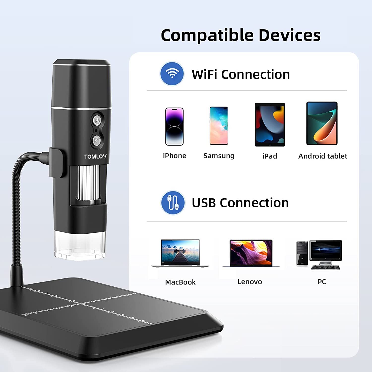 TOMLOV Digital Microscope Coin Microscope 50-1000X Magnification Handheld Used