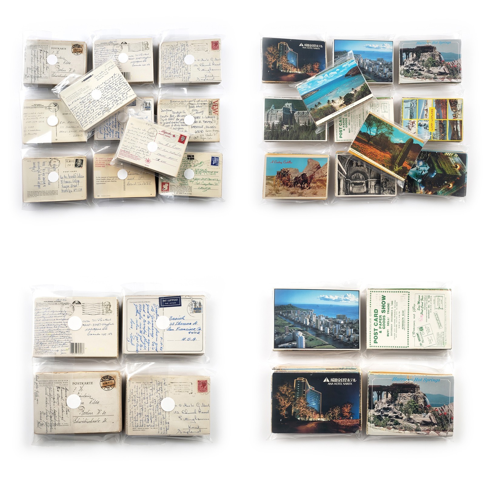 70 Vintage Used 4x6 Postcards Lot - All Posted - Worldwide Stamps & Postmarks