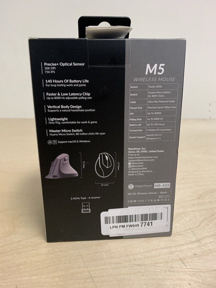 Keychron M5 Multi-Device Bluetooth Wireless Mouse Black 8K USED