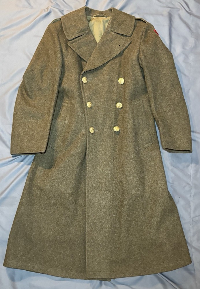 Original WWII US Army Winter M1938 Greatcoat Overcoat 36R Anti aircraft Command