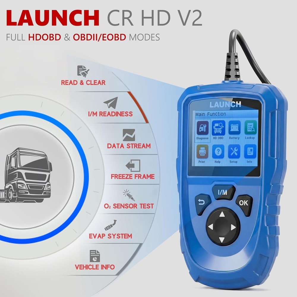LAUNCH Creader HD V2 Heavy Duty Truck Diagnostic Scanner 2-in-1 OBD2 Code Reader