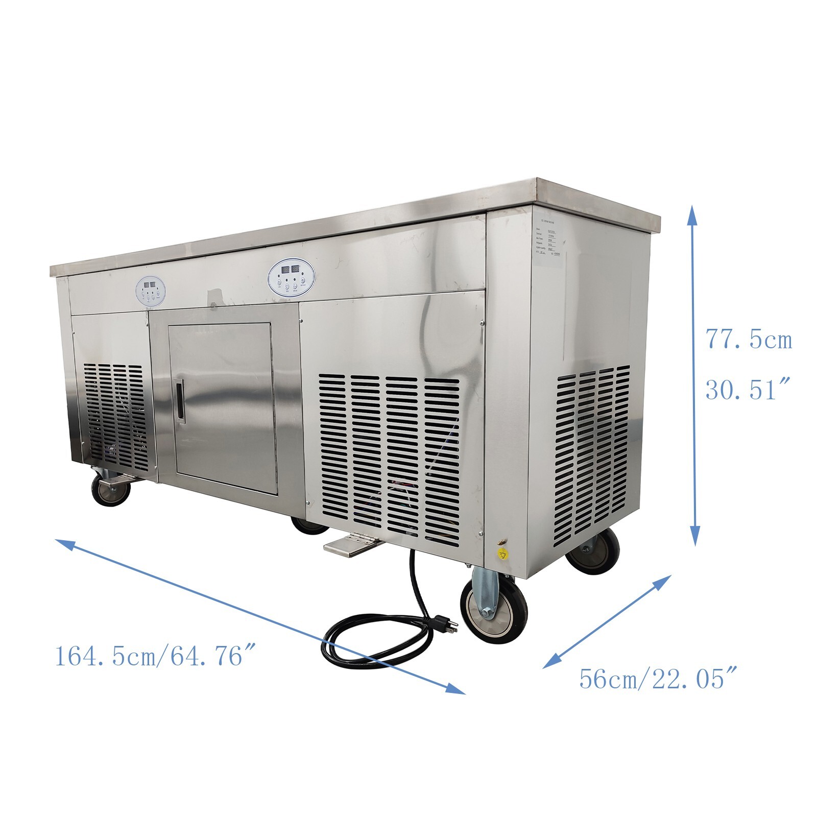 Commercial 17.7“x17.7" 110V Square Double Pans Fried Ice Cream Machine