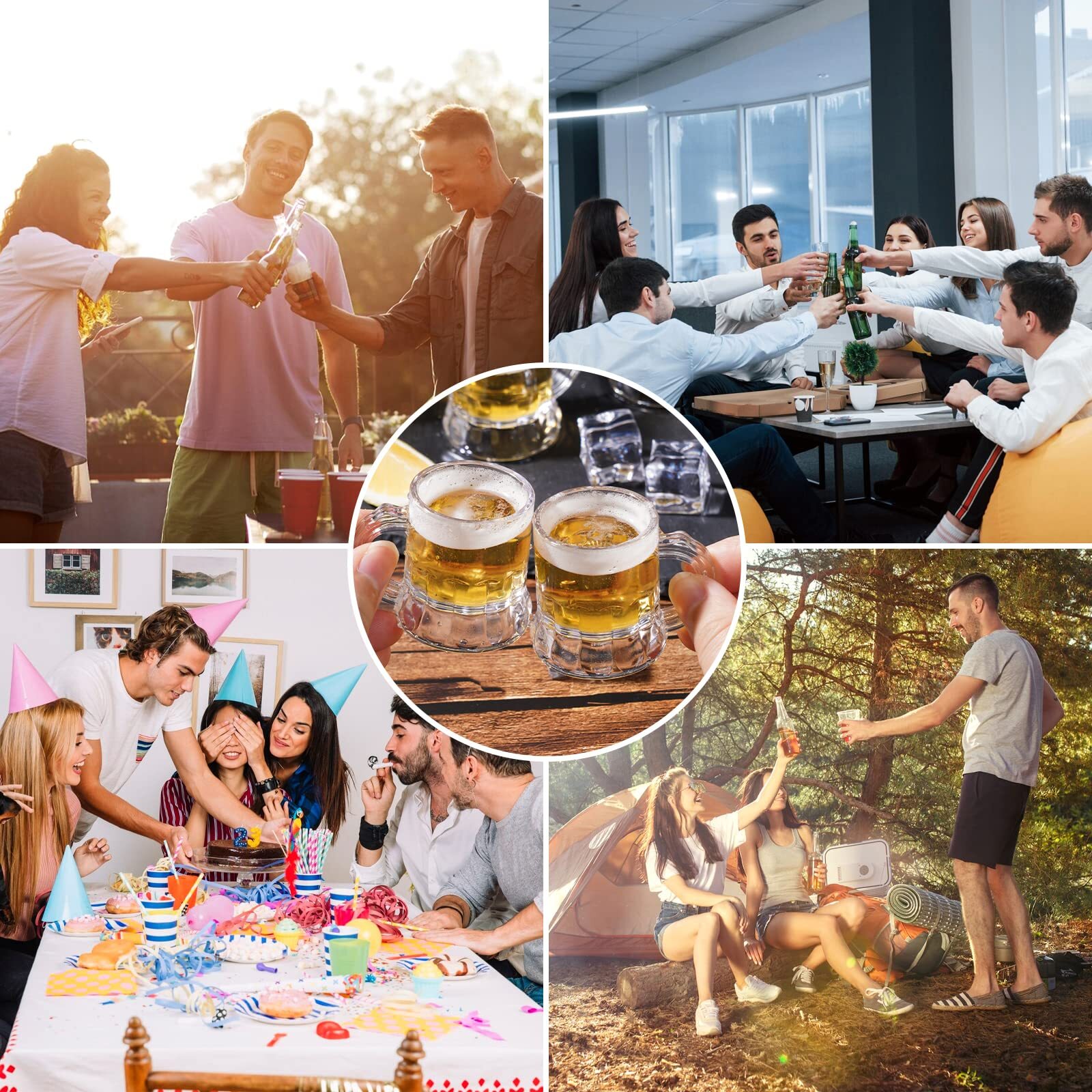 12 Pack 1oz Mini Beer Mugs Shot Glasses with Handles for Drinks Festival BBQ