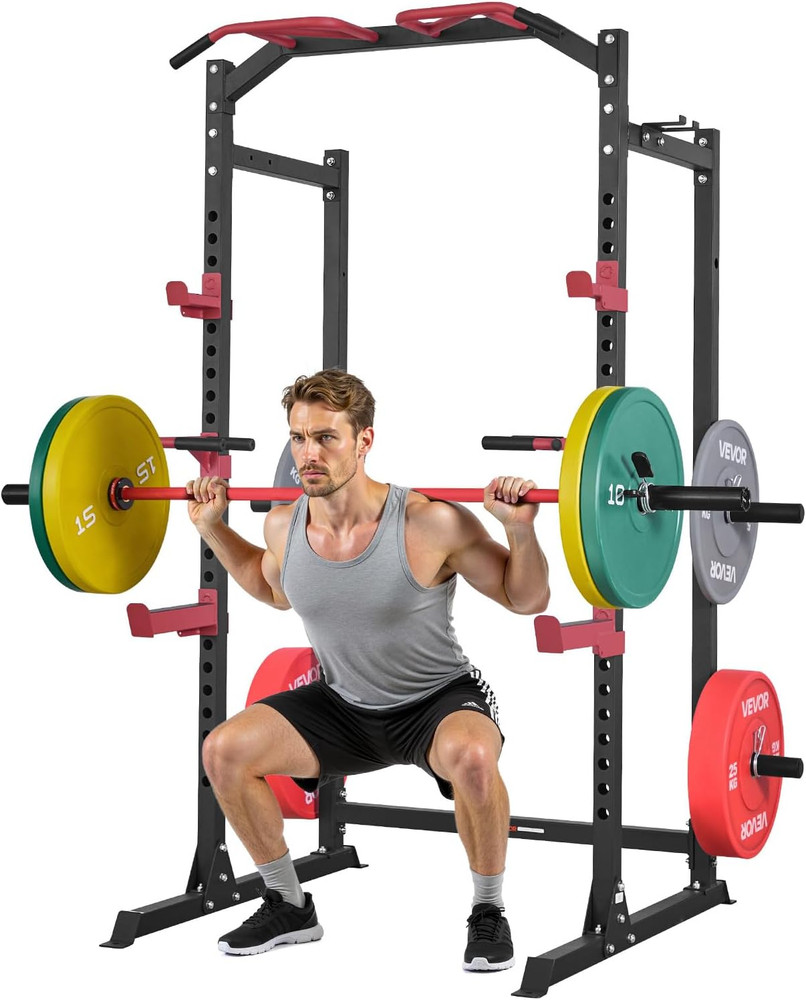 Power Cage Power Rack, Multifunctional Barbell Squat Rack with Adjustable Height